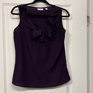 New York & Company Deep Purple Ruffle Blouse